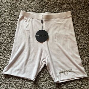 White Fox Boutique Cream Bike Shorts
